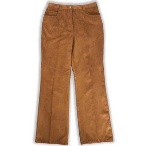 Vintage Burnt Orange Faux Suede Western Prairie Straight Leg Pants